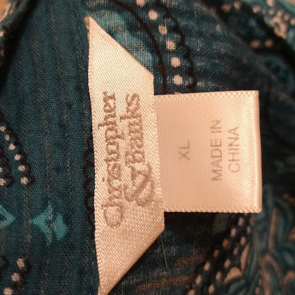 Christopher and Banks turquoise print cotton top Sz XL - Picture 6 of 10